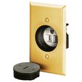 Bryant Straight Blade Device, Floor Mounted, Receptacle and Plate, 15A 125V, 5-15R, Smooth Brushed Brass 3799G